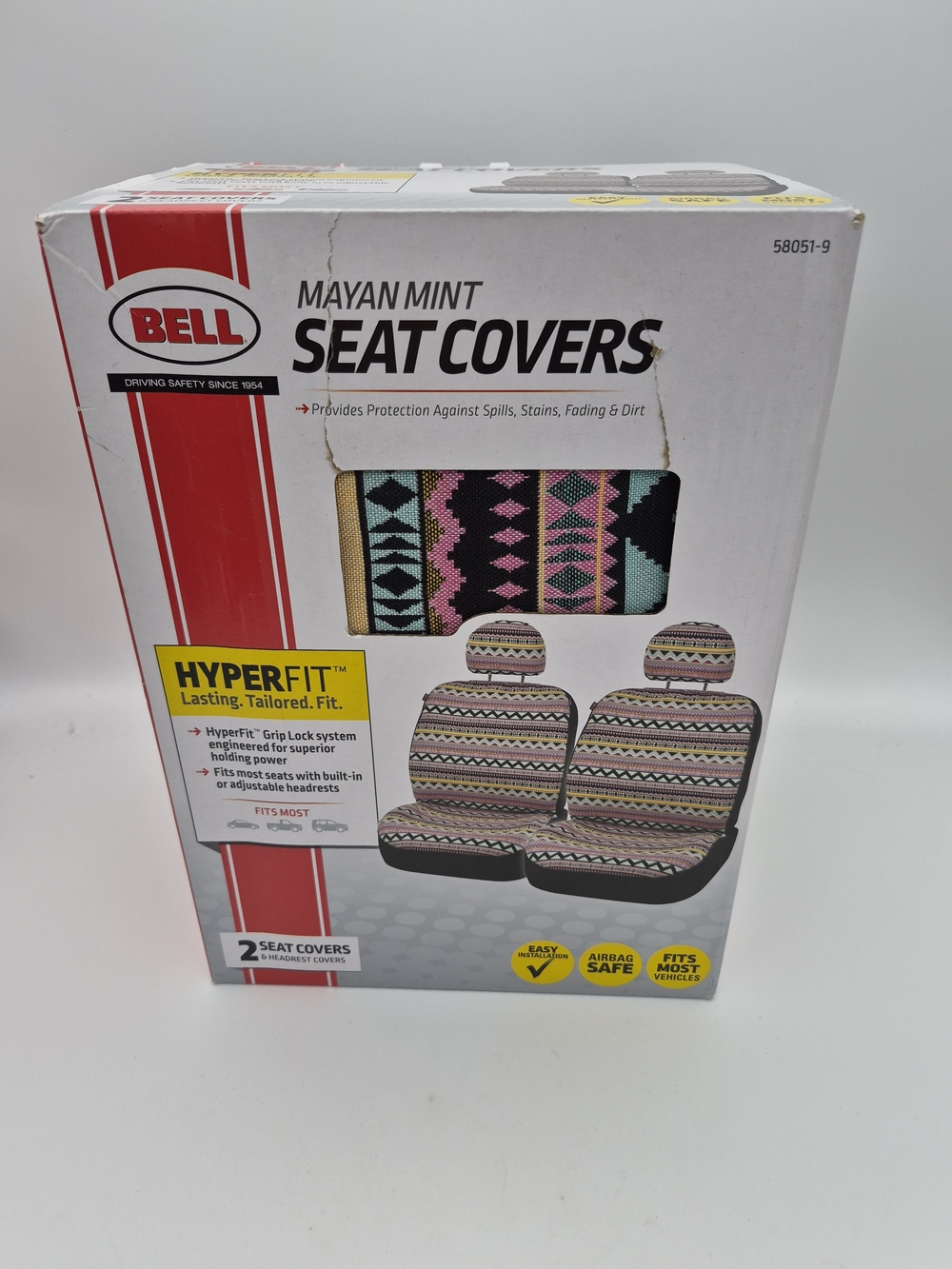 Mayan Mint Pattern Seat Covers in Black, Pink and Teal